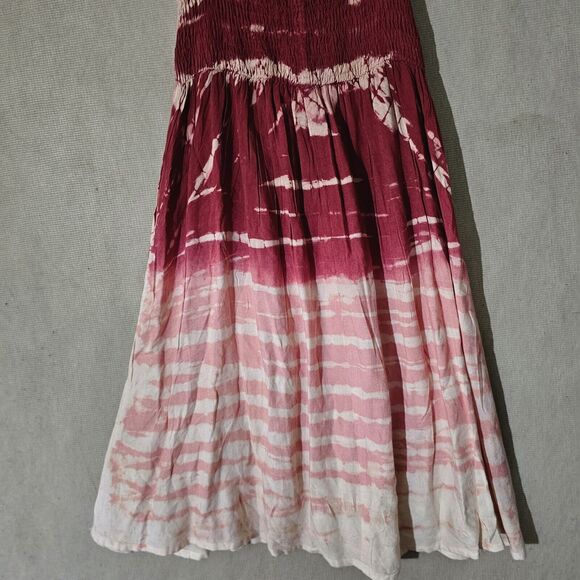 Reggae Tie Dye Mini Dress Cinched Chest Fit And Flare Beachy Boho Indie Vacation - Picture 11 of 11